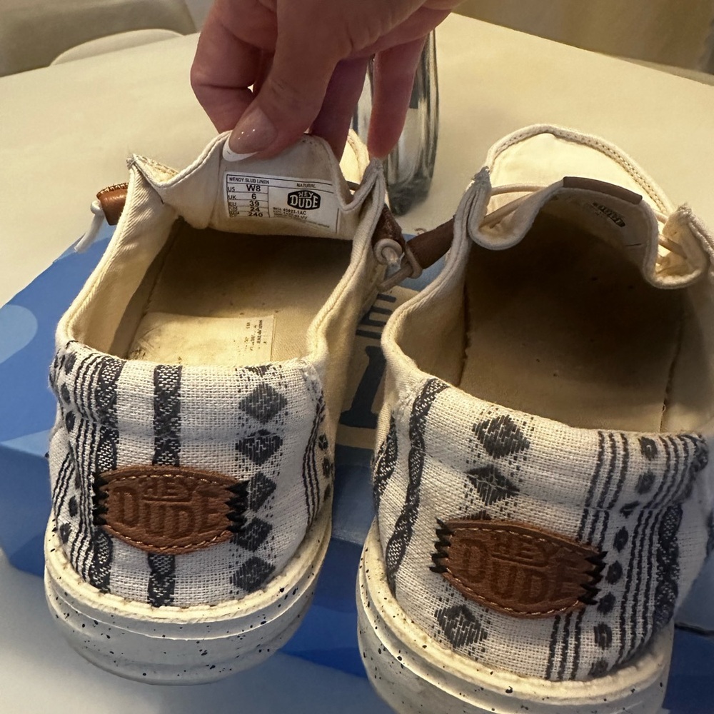 Hey Dude White and Brown Sneakers Casual Comfort